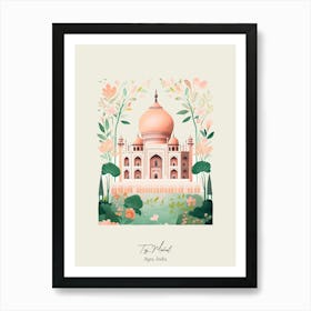 Taj Mahal   Agra, India   Cute Botanical Illustration Travel 0 Poster Art Print