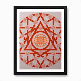 Geometric Abstract Glyph Circle Array in Tomato Red n.0209 Art Print