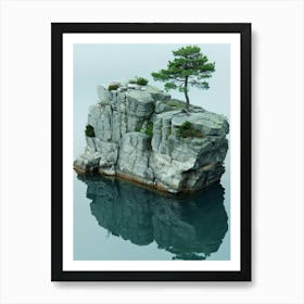 Tree On A Rock Art Print