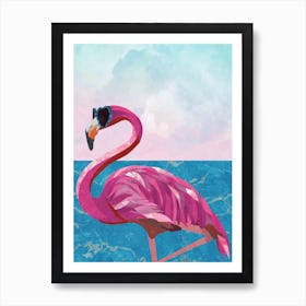 Pink Flamingo On Holiday Art Print