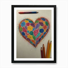 Heart With Colored Pencils 5 Art Print