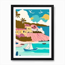 Culebra Island Puerto Rico Muted Pastel Tropical Destination Poster