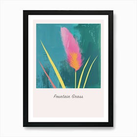 Fountain Grass Square Flower Illustration Poster Art Print