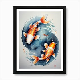 Koi Fish Yin Yang Painting (10) Art Print