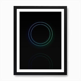 Neon Blue and Green Abstract Geometric Glyph on Black n.0040 Art Print