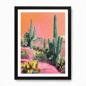 Retro Cactus Wonderland 2 Art Print