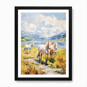 Horses Painting In Lake District, New Zealand 2 Art Print