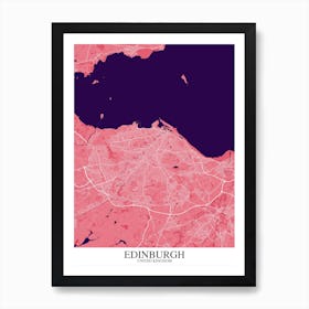 Edinburgh Pink Purple Map Art Print