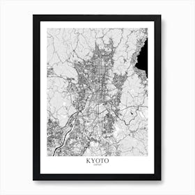 Kyoto White Black Art Print