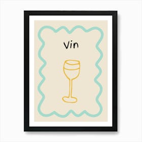 Wine Doodle Poster French Teal & Orange Art Print