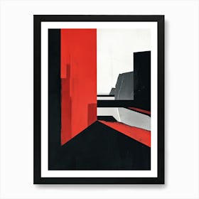 City In Red And Black, Abstract Poster