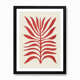 Red Branch / Lino Print Art Print