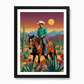 Cowboy In The Desert 1 Art Print