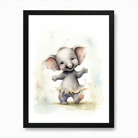 Elephant Painting Dancing Watercolour 3 Art Print