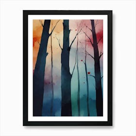 Watercolor Trees Canvas Art Art Print