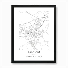 Landshut,Germany Minimalist Map Art Print