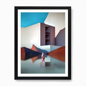 Man In Front Of A Building Art Print