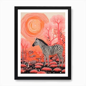 Zebra With The Trees Pink 3 Art Print