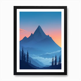 Misty Mountains Vertical Composition In Blue Tone 158 Art Print