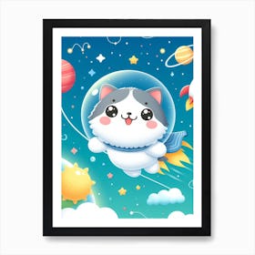 Cute Cat In Space Art Print