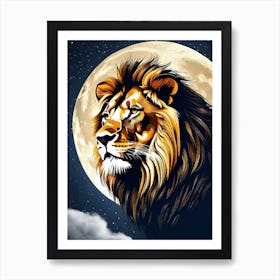 Lion In The Moonlight 1 Art Print