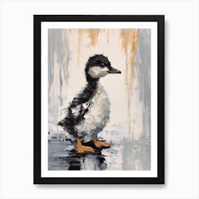 Minimalist Portrait Of A Duckling Black & White 7 Art Print