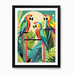 Firefly Simple Abstract Geometric Parrots In A Jungley Art Print