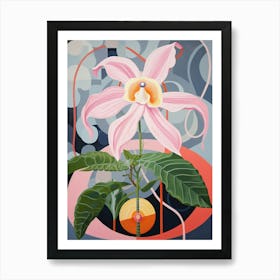 Monkey Orchid 3 Hilma Af Klint Inspired Pastel Flower Painting Art Print