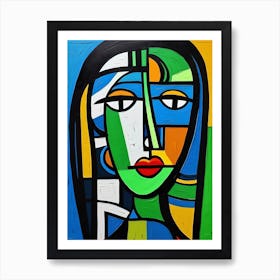 Colourful Woman Face | Cubism Wall Art Print |Modern Art Art Print