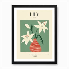 Vintage Green and White Lily Flower of Italy Art Print