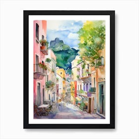 Amalfi, Italy Watercolour Streets 3 Art Print