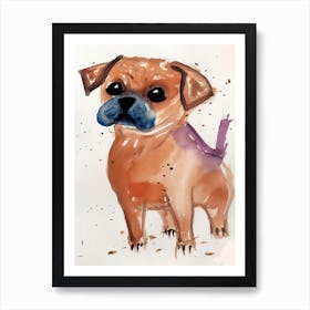 A Puggle Watercolour Childrens Drawing 2watercolour Art Print