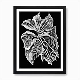 Sweet Violet Leaf Linocut Art Print