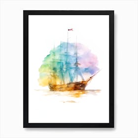 Watercolor Sailing Ship Art Print