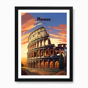 Rome Italy Colosseum Modern Travel Illustration Art Print