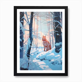 Winter Red Wolf 2 Illustration Art Print