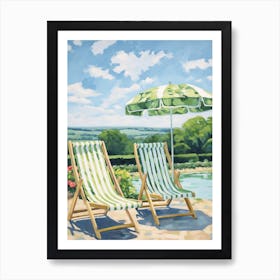 Sun Lounger By The Pool In French Countryside 1 Art Print