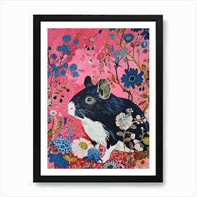 Floral Animal Painting Guinea Pig 2 Art Print