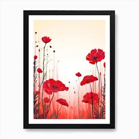 Red Poppies Background Art Print