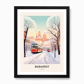 Vintage Winter Travel Poster Budapest Hungary 1 Art Print
