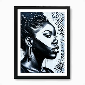 Graffiti Mural Of Beautiful Black Woman 20 Art Print