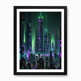 Futuristic Cyberpunk City In 2200 Art Print