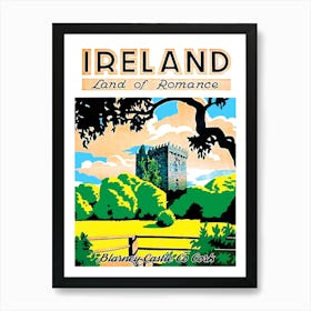 Cork Ireland Blarney Castle, Vintage Poster Poster