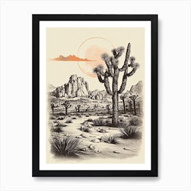 Joshua Tree National Park Retro Illustration 1 Art Print