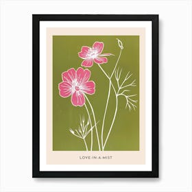 Pink & Green Love In A Mist 6 Flower Poster Art Print