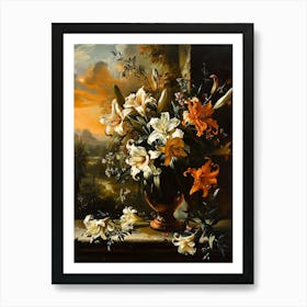 Baroque Floral Still Life Lily 3 Art Print