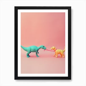 Pastel Toy Dinosaur & A Dog Art Print