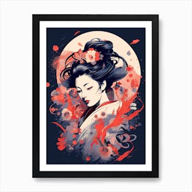 Powerful Geisha Flat Illustration 1 Art Print