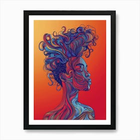 Portrait Of A Woman With Curly Hair 4 Art Print