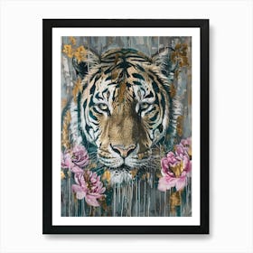 Tiger With Roses 3 Poster